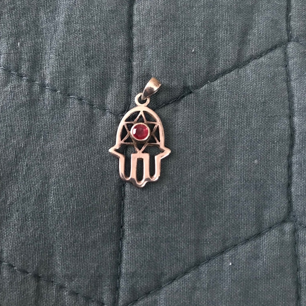 Silver Star of David ruby pendant